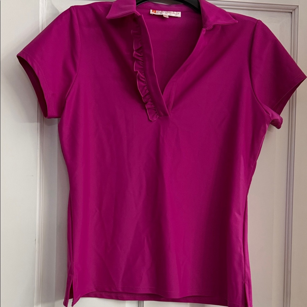 Jude Connally Ruffled V Neck Top Small